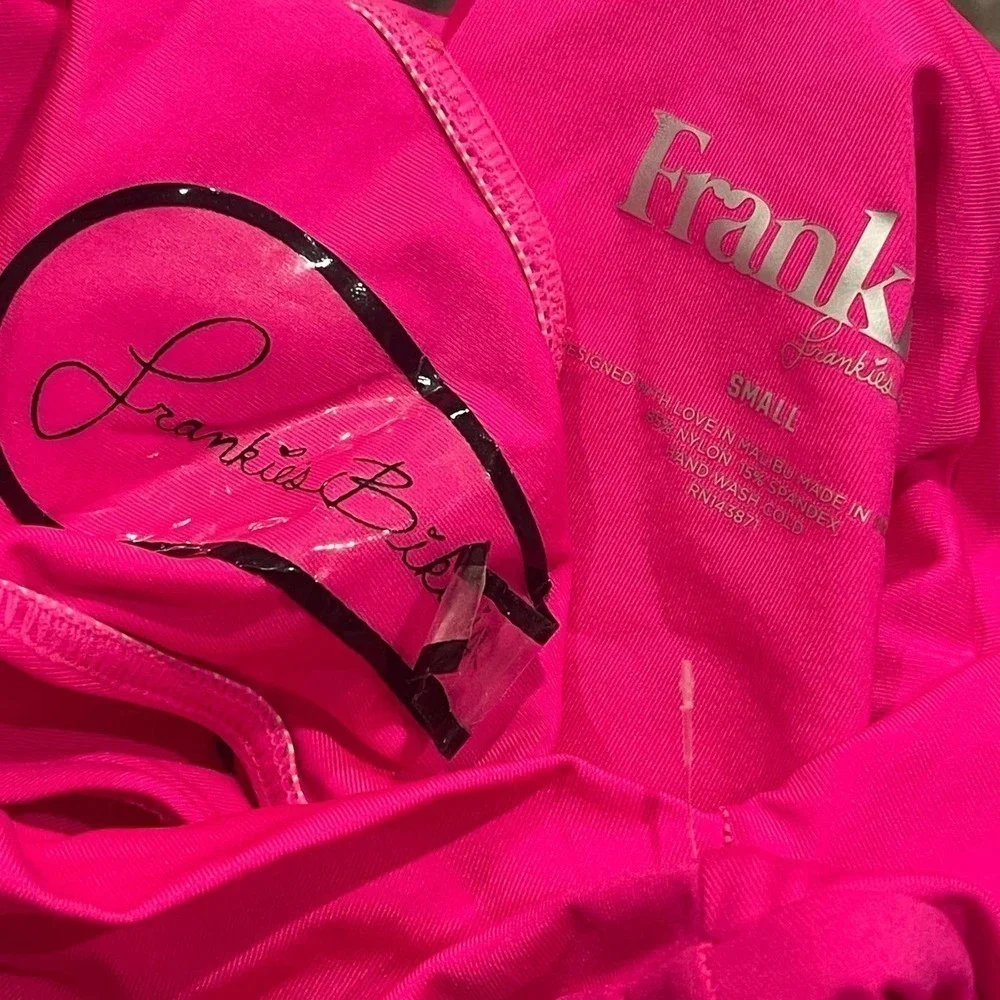 Frankies Bikinis Anne Solid High Waist Barbie Core Bottom Pink Size Small NWOT